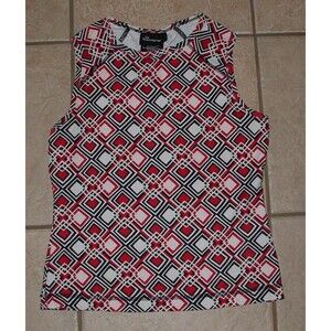 Black & Red Print Sz Jr Medium 7/9 Casual Wear Stretchy Sleeveless Shirt